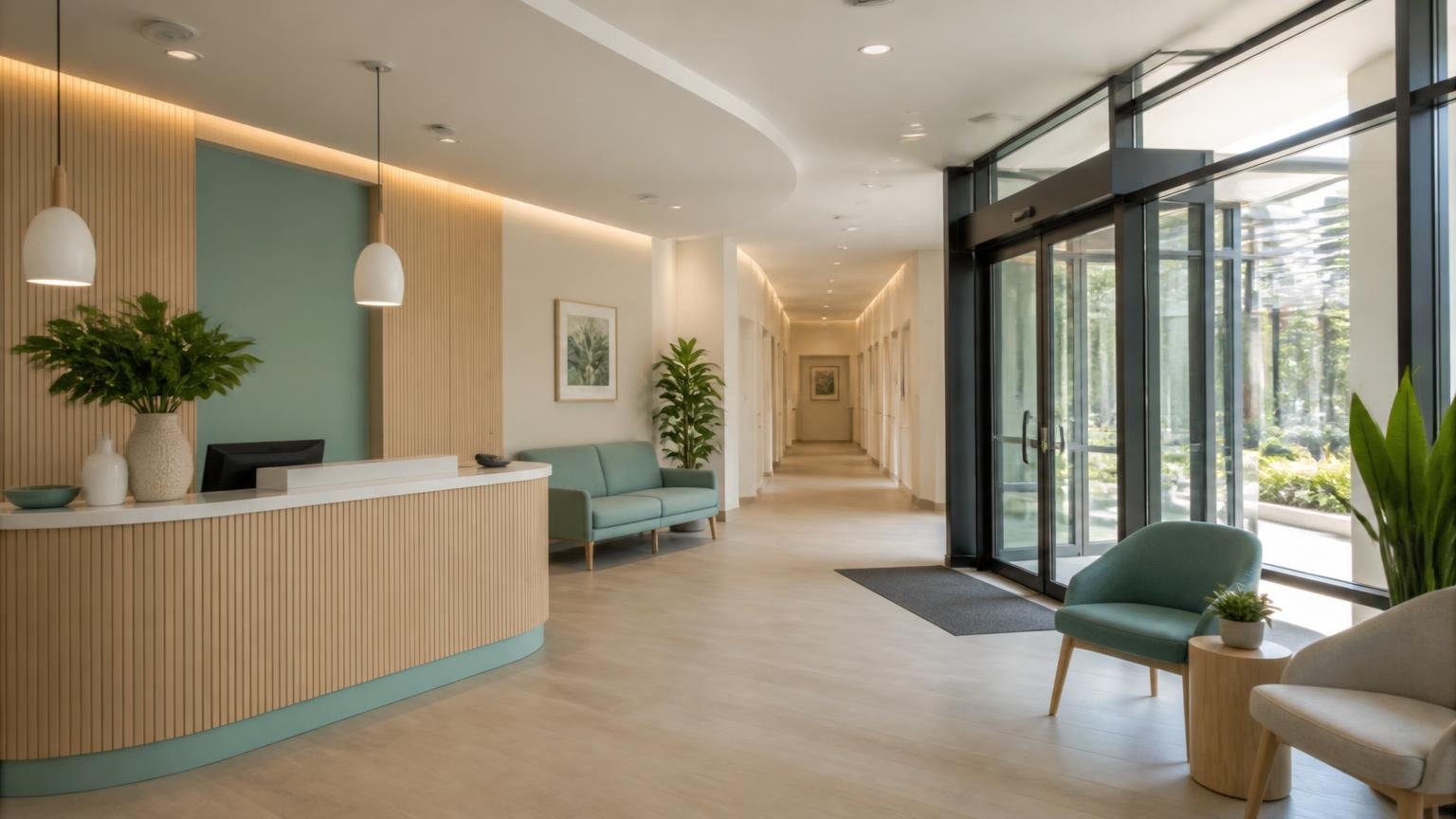 Reception and waiting area at Cytotron by Viraaka Healthcare in Gurugram, India